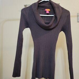 Catch My I Women Brown Ribbed Long Sleeve Turtleneck Sweater size M